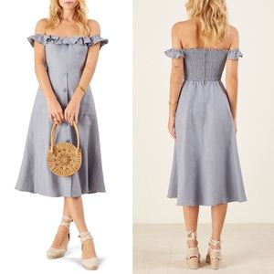 Reformation Hattie Off The Shoulder Linen Dress